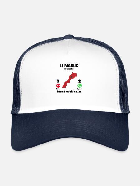 Le Maroc M'appelle désolé Je dois y aller - Casquette trucker  - blanc/marine - Devant