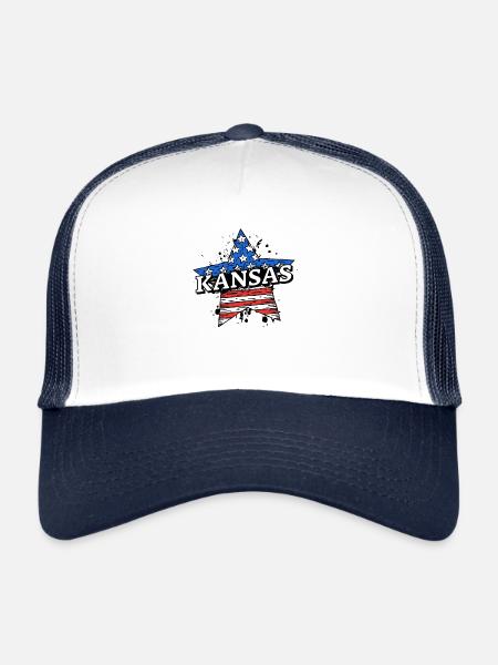 Kansas - États-Unis - États-Unis d’Amérique - Amérique - Casquette trucker  - blanc/marine - Devant