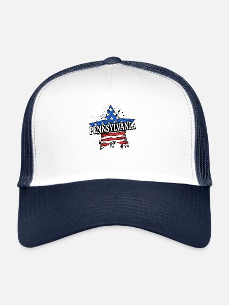 Pennsylvanie - États-Unis - États-Unis d’Amérique - Casquette trucker  - blanc/marine - Devant