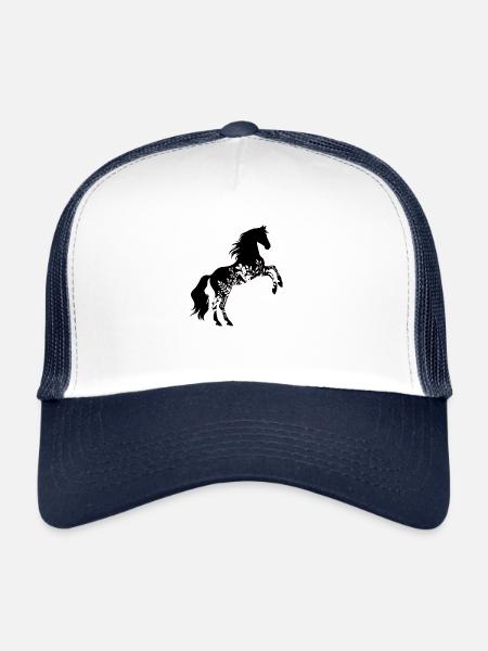 Cheval floral - Casquette trucker  - blanc/marine - Devant