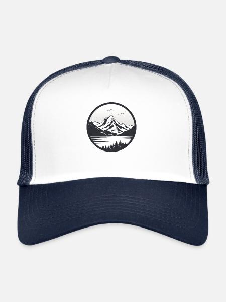 Montagne givrée - Casquette trucker  - blanc/marine - Devant