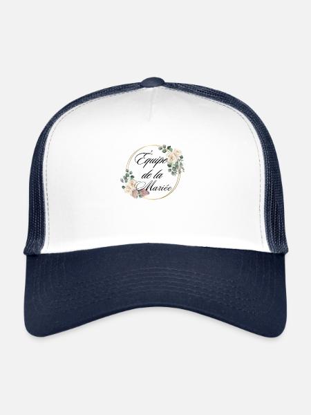 équipe de La mariée fleur blanche -tshirt assorti - Casquette trucker  - blanc/marine - Devant