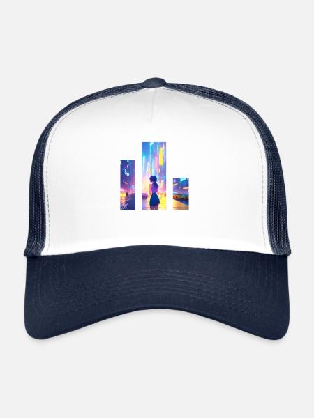 Girl in City - Trucker Cap - white/navy - Front