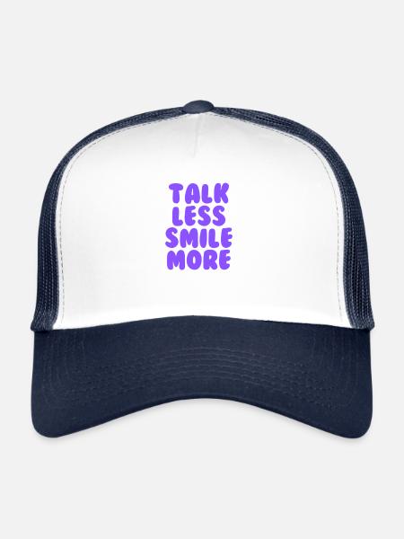 Parlez moins, souriez, souriez plus violet - Casquette trucker  - blanc/marine - Devant