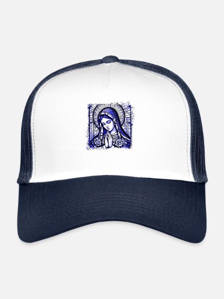 Jungfrau Maria Jesus Bibel christliche Religion christlich - Trucker Cap - Weiß/Navy - Vorne