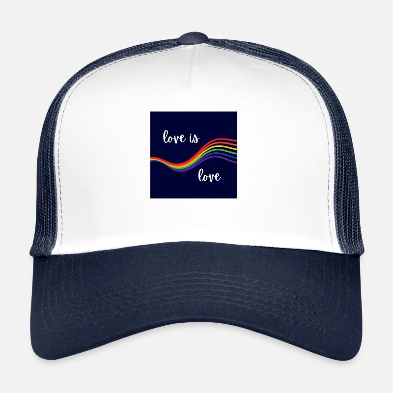 Liebe ist Liebe. Regenbogen-Design auf dunklem Hintergrund. - Trucker Cap - Weiß/Navy