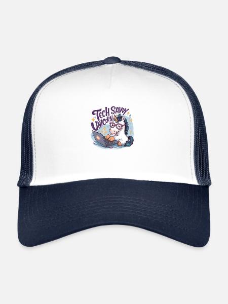 LICORNE FÉRUE DE TECHNOLOGIE - Casquette trucker  - blanc/marine - Devant