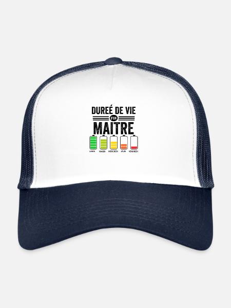 Humour Maitre D'école Pour Fin D'année Scolaire - Casquette trucker  - blanc/marine - Devant