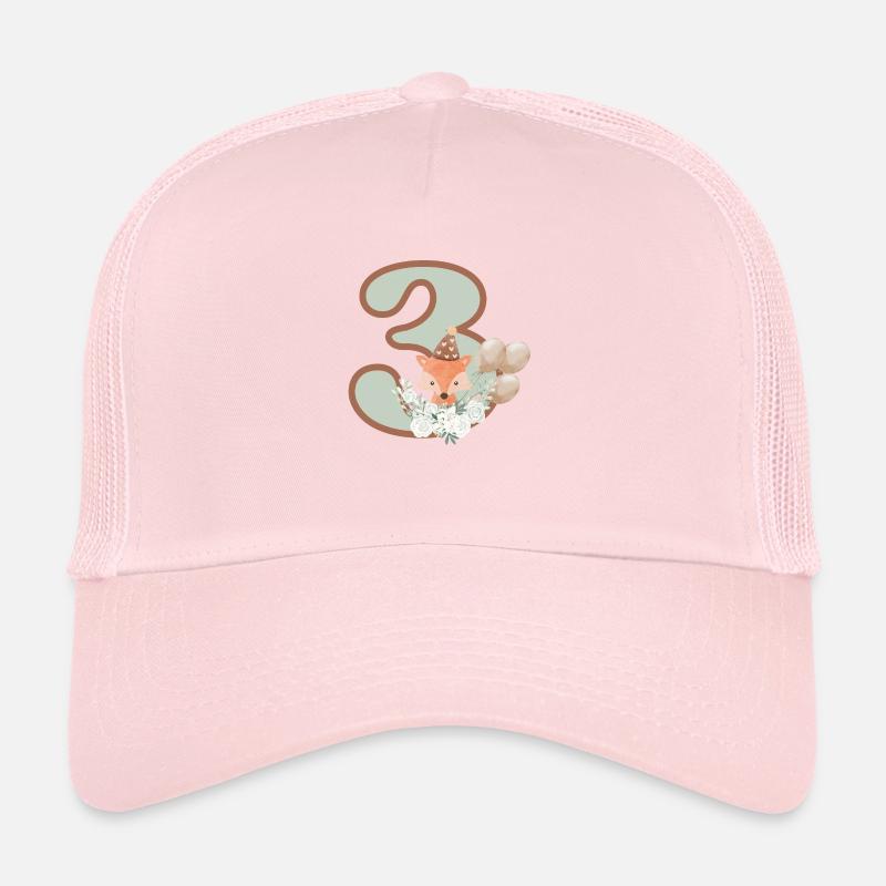 3rd Birthday Fox Flowers Trucker Cap