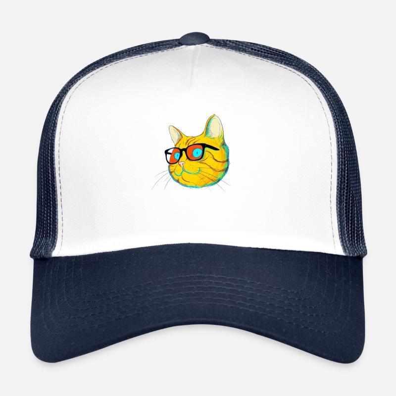 Chat à lunettes Casquette trucker 
