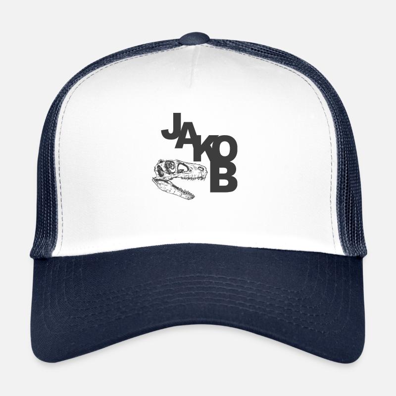 JAKOB - Beau prénom de garçon avec dinosaure Casquette trucker 