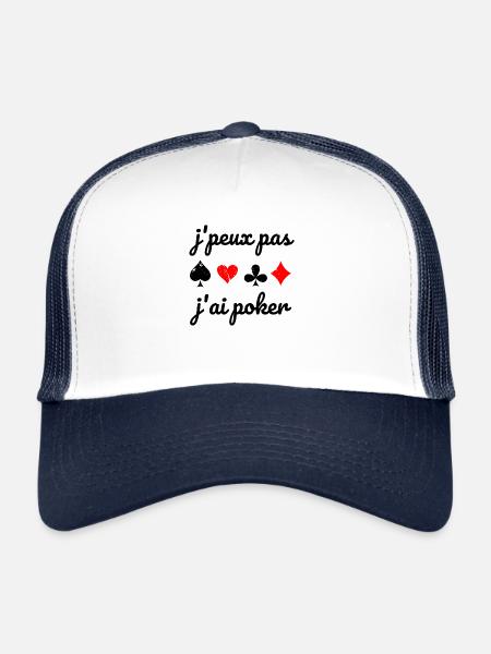 I can't I have poker card game humor - Trucker Cap - white/navy - Front