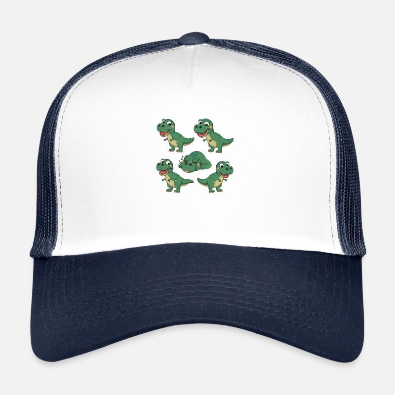 T-Rex Dinosaurier Kinder T-Shirt - Trucker Cap - Weiß/Navy