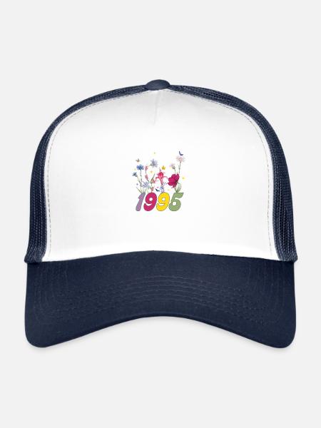 Geburtsjahr 1995 Wildblumen - Trucker Cap - Weiß/Navy - Vorne