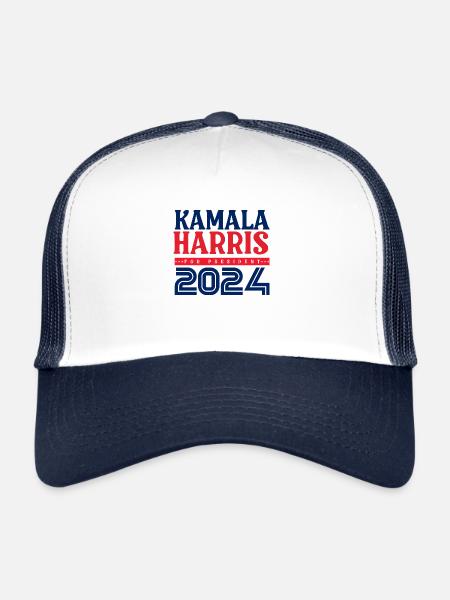 Vintage Kamala Harris 2024 pour la campagne électo - Casquette trucker  - blanc/marine - Devant