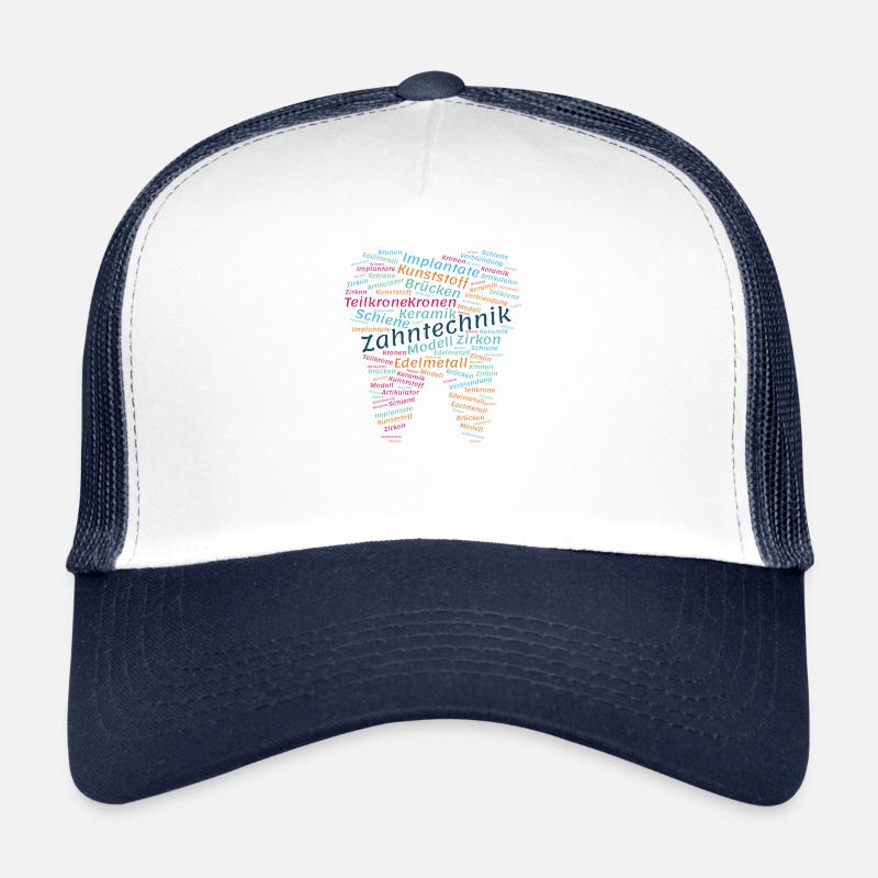 Technologie dentaire Nuage de mots coloré Casquette trucker 