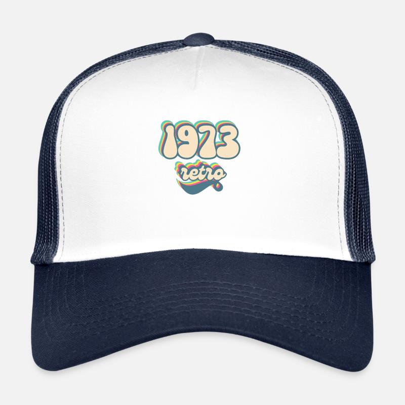 1973 retro idée cadeau - Casquette trucker  - blanc/marine