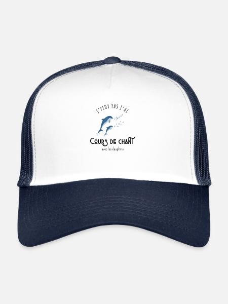 J’peux pas j’ai cours de chant avec les dauphins - Casquette trucker  - blanc/marine - Devant