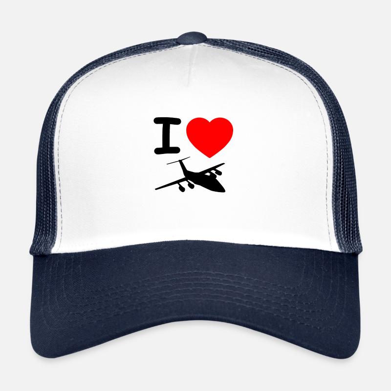 Flugzeug - Trucker Cap - Weiß/Navy