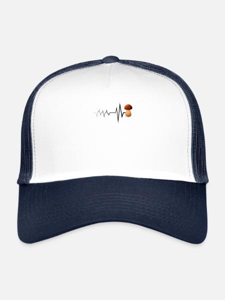 cèpes Battement De Cœur ramasseur de cèpes - Casquette trucker  - blanc/marine - Devant