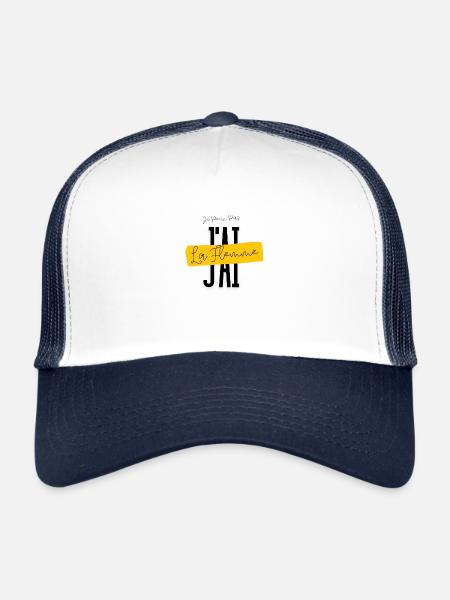 I can't I'm lazy - Trucker Cap - white/navy - Front