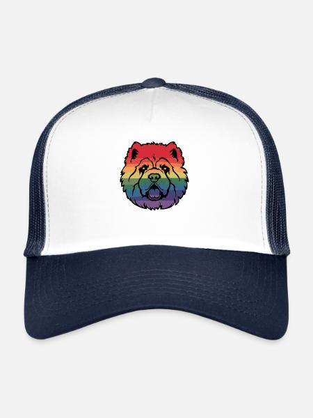 Chow chow arc-en-ciel - Casquette trucker  - blanc/marine - Devant