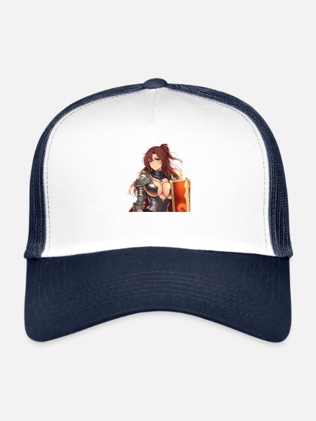 Hot Anime Knight - Trucker Cap - white/navy - Front