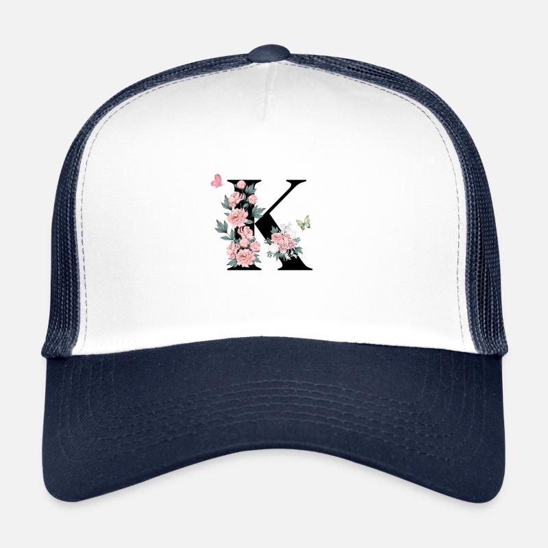 Buchstabe k rosa Blumen Trucker Cap