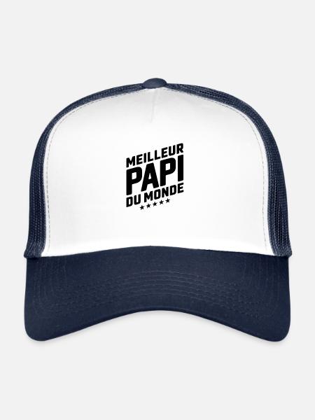 meilleur papy dU MONDE - Casquette trucker  - blanc/marine - Devant
