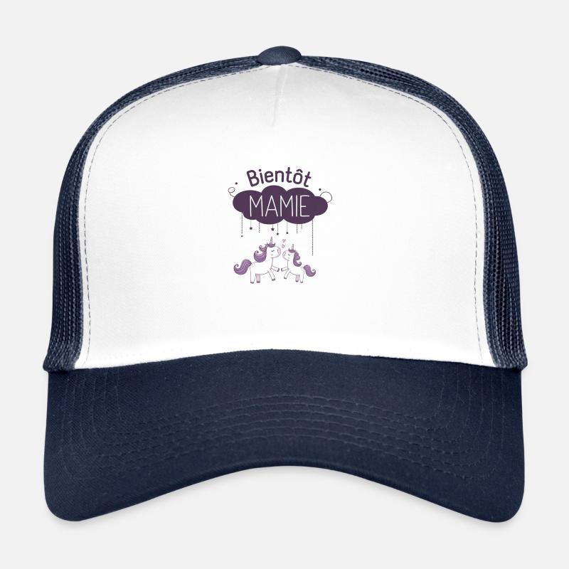 Bientôt Mamie Future Grand mère - Casquette trucker - blanc/marine