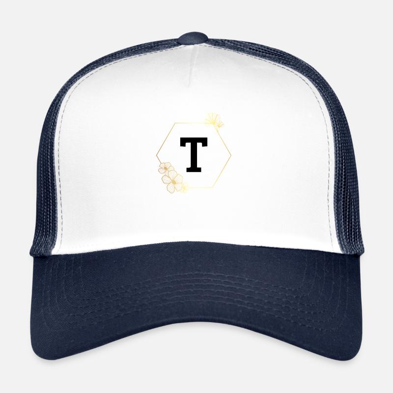 Buchstabe t Goldener Blumenrahmen Trucker Cap