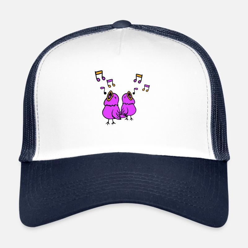 Songbirds sing musical notes, sparrows chirp music Trucker Cap