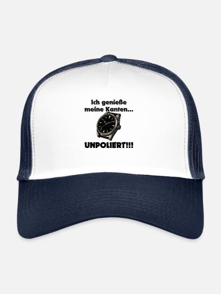 J’aime mes bords non polis ! Conception d’horloge - Casquette trucker  - blanc/marine - Devant