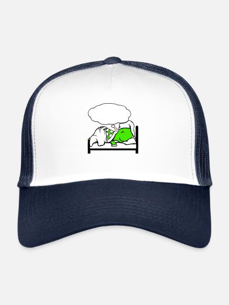 Turtle sleeps tired bed sleepy head dreaming - Trucker Cap - white/navy - Front