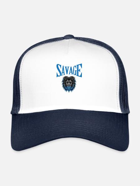 Savage – Design tigre féroce et puissant - Casquette trucker  - blanc/marine - Devant
