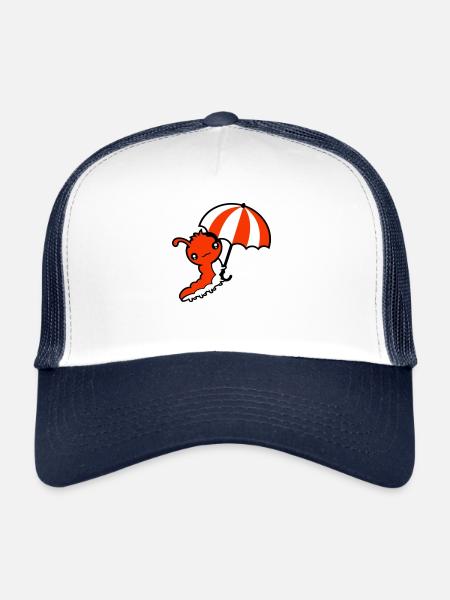Flying Caterpillar Umbrella Sky Windy Holiday - Trucker Cap - white/navy - Front