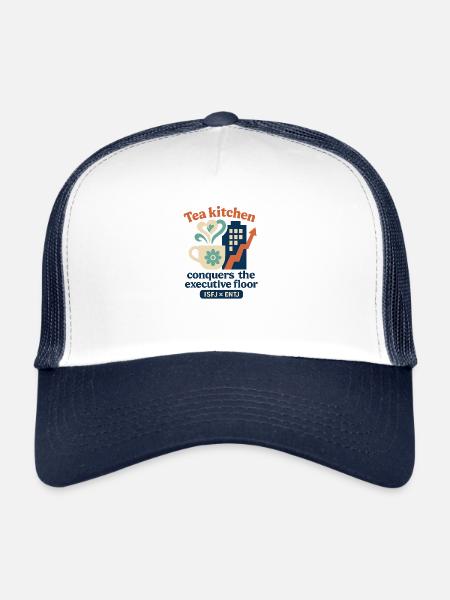 ISFJ × ENTJ: "Tea Kitchen Conquers Boardroom." - Trucker Cap - white/navy - Front