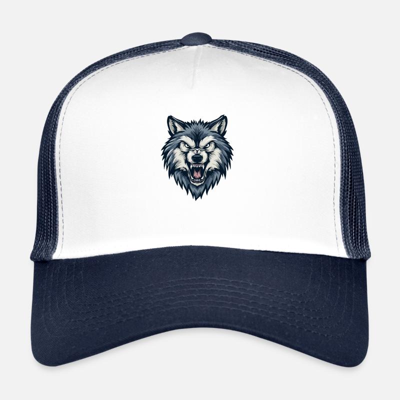 Wolf montre les dents – sauvage et intrépide. Casquette trucker 