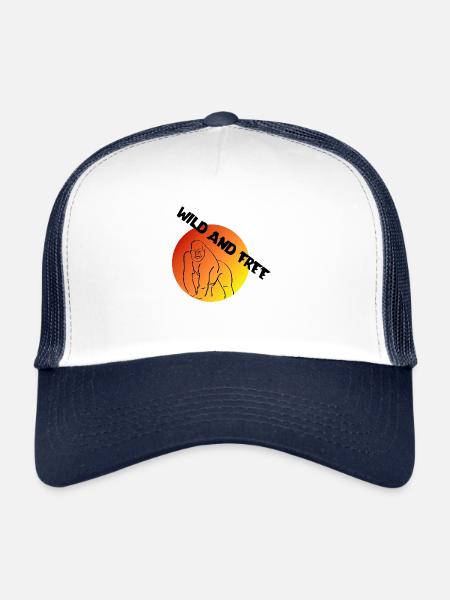 | sauvage et libre Liberté | | nature Aventure - Casquette trucker  - blanc/marine - Devant