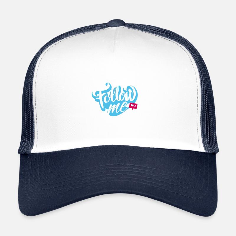 Follow me - Trucker Cap - Weiß/Navy