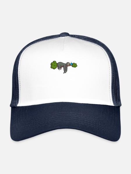 Sloth chills coffee cup gift - Trucker Cap - white/navy - Front