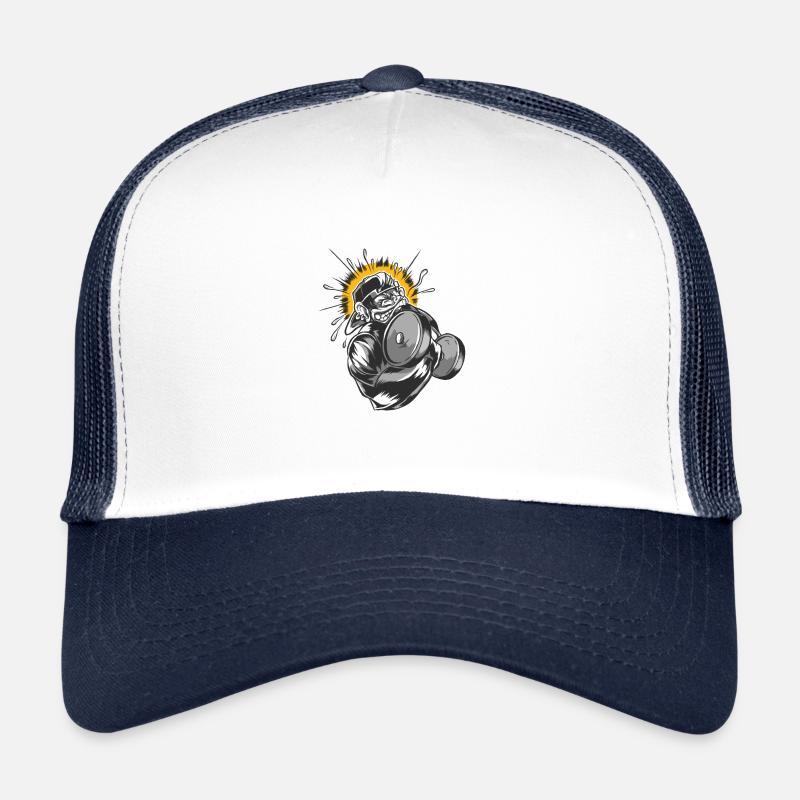 Affe Hipster Gewichtheben - Trucker Cap - Weiß/Navy