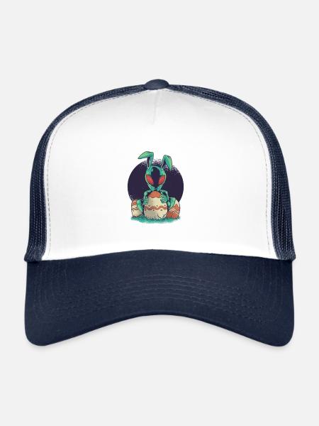 Pâques lapin de Pâques avec alien - Casquette trucker  - blanc/marine - Devant