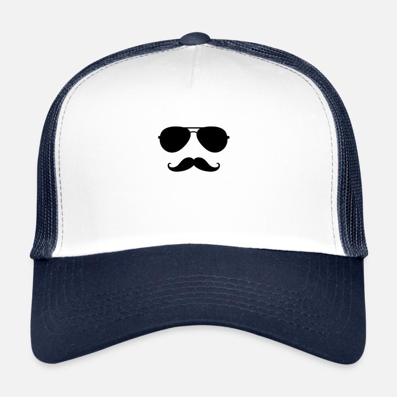 moustache - Casquette trucker  - blanc/marine