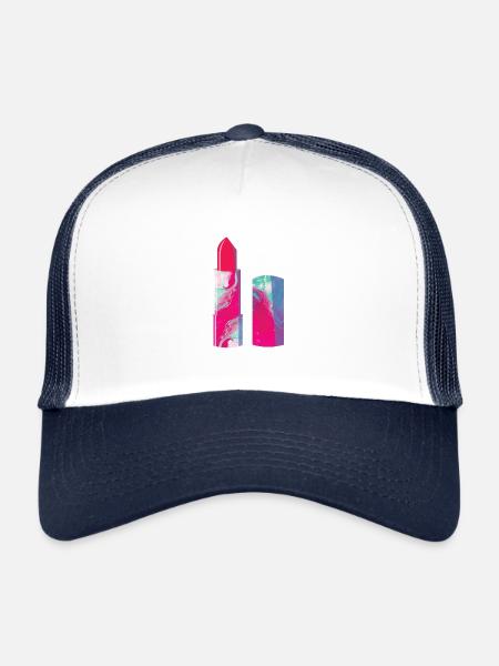 rouge à lèvres - Casquette trucker  - blanc/marine - Devant
