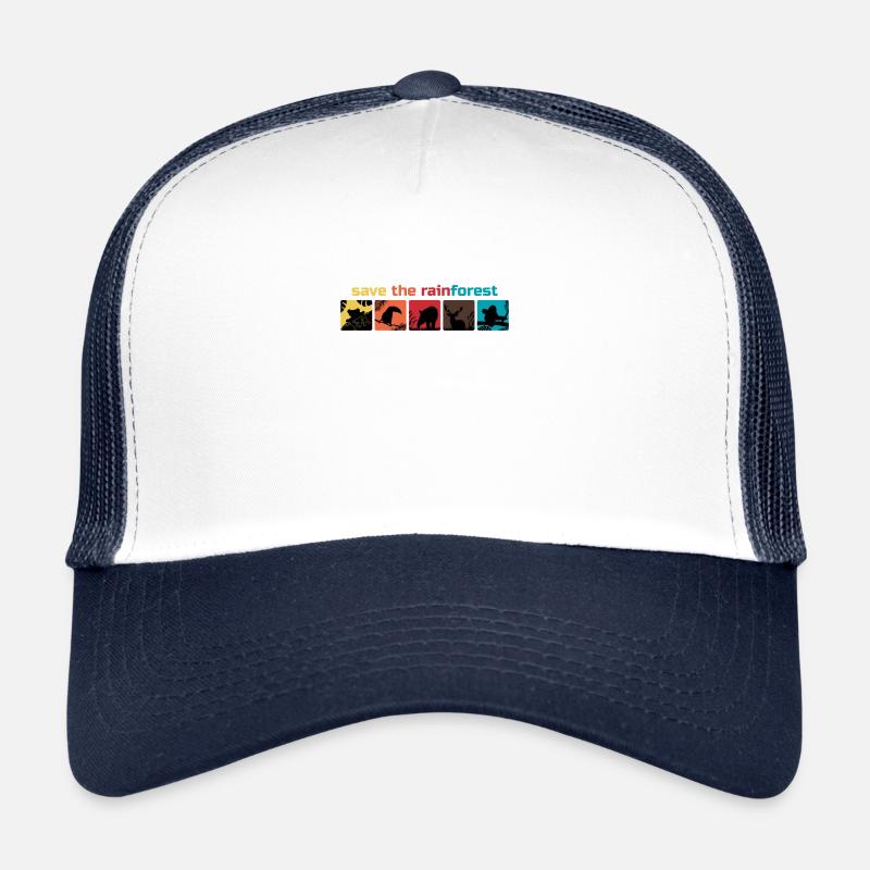 Speichern Sie den Regenwald, speichern Sie als Regenwaldumweltgeschenk - Trucker Cap - Weiß/Navy