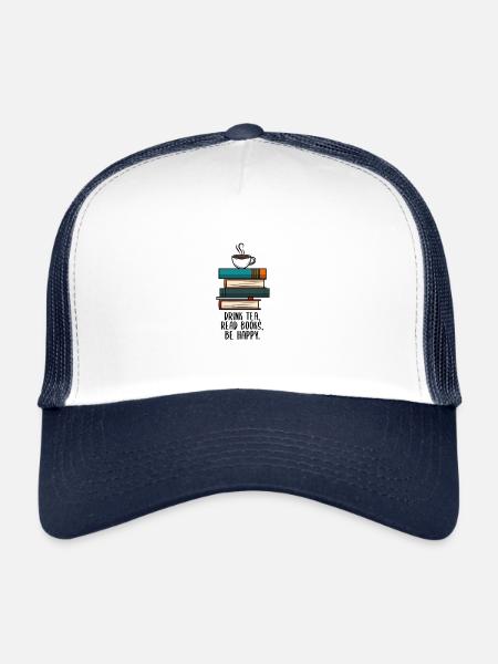Bookworm Bookworm Tea Drinking Books Reading - Trucker Cap - white/navy - Front