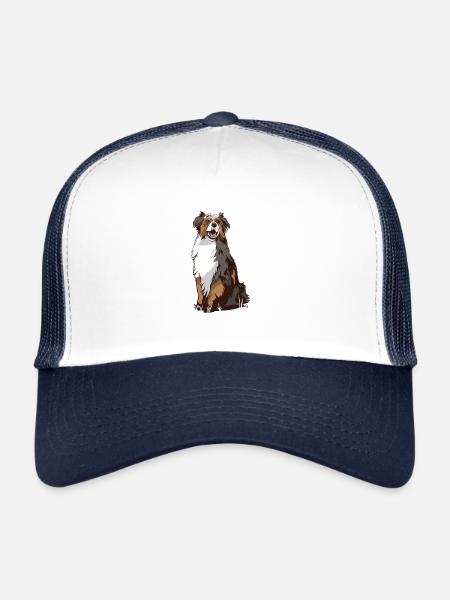 Chien de thé Berger australien - Casquette trucker  - blanc/marine - Devant