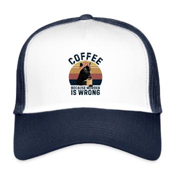 Rétro Grand-mère Black Cat Coffee Parce que assassiner est - Casquette trucker  - blanc/marine - Devant
