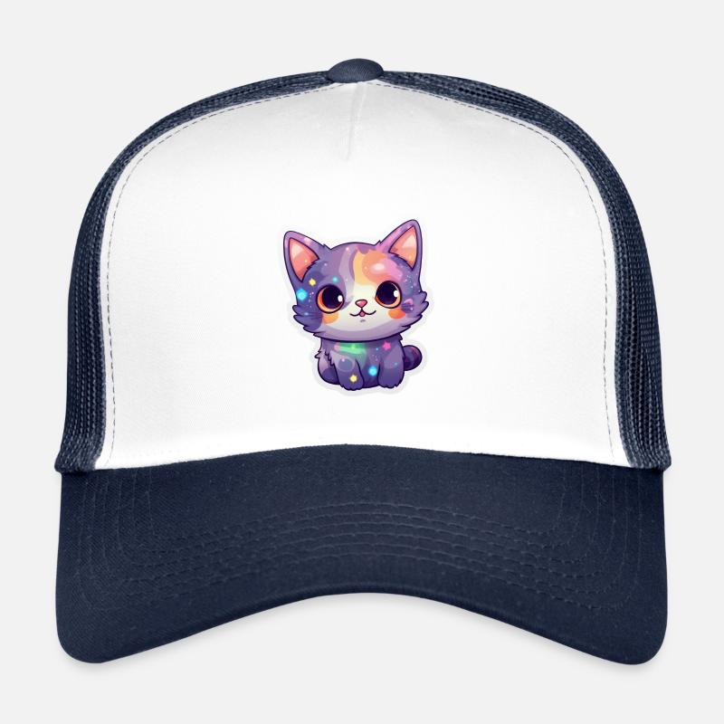 Un mignon petit chat dans l’espace - Casquette trucker  - blanc/marine
